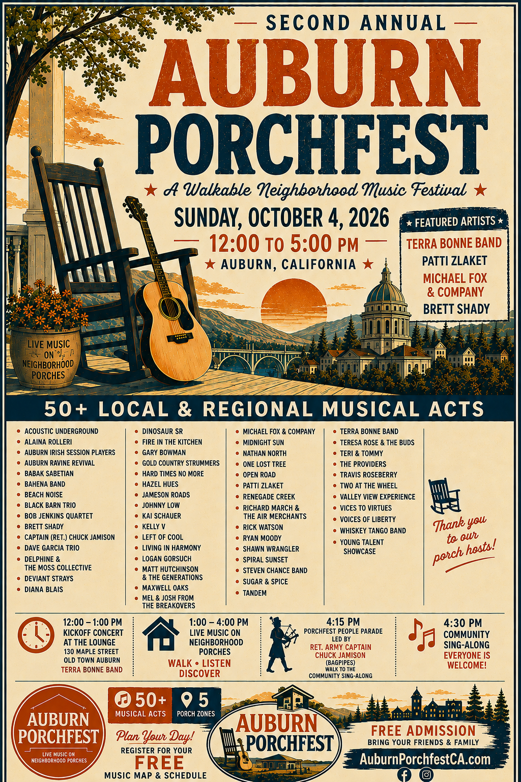 Auburn Porchfest 2026 official event poster